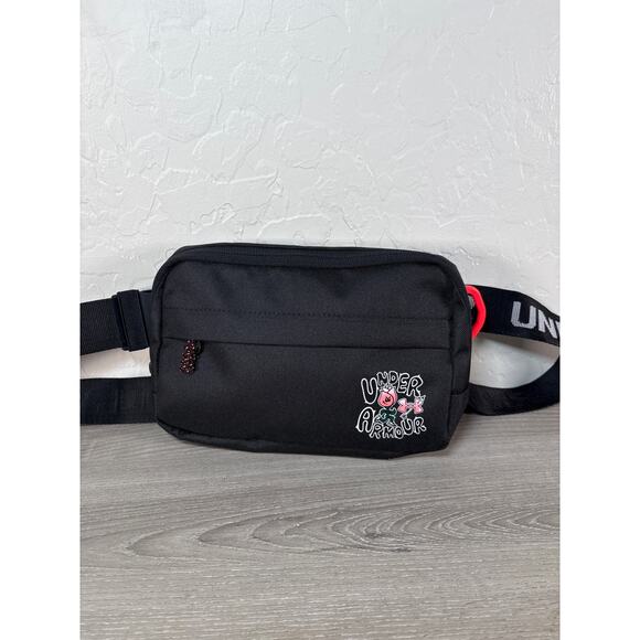 Under Armour Loudon Waist Bag Crossbody Bag 'Black Orange' Running Rose Arrow - Picture 2 of 6